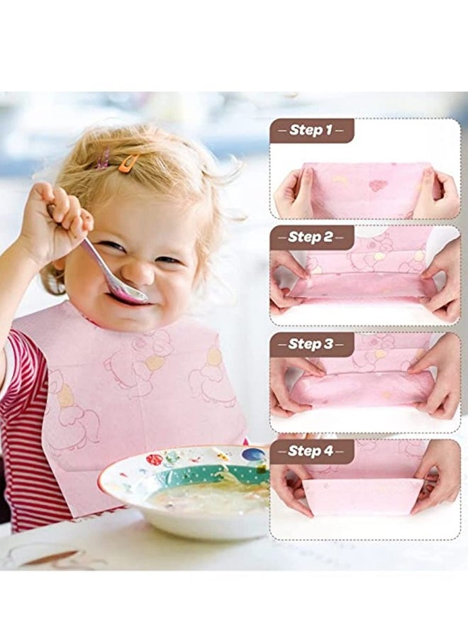 Bebiland 50 Pack Disposable Bibs, Adjustable Baby Bibs Travel Pack for Newborn Infant Baby Toddlers (Multicolour)  - Image 5