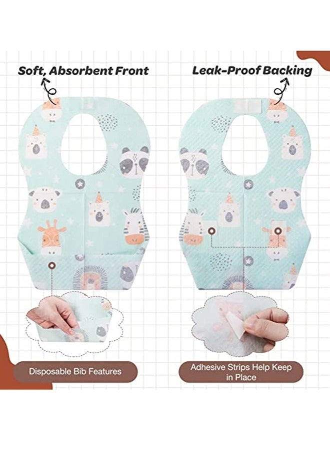 Bebiland 50 Pack Disposable Bibs, Adjustable Baby Bibs Travel Pack for Newborn Infant Baby Toddlers (Multicolour)  - Image 3