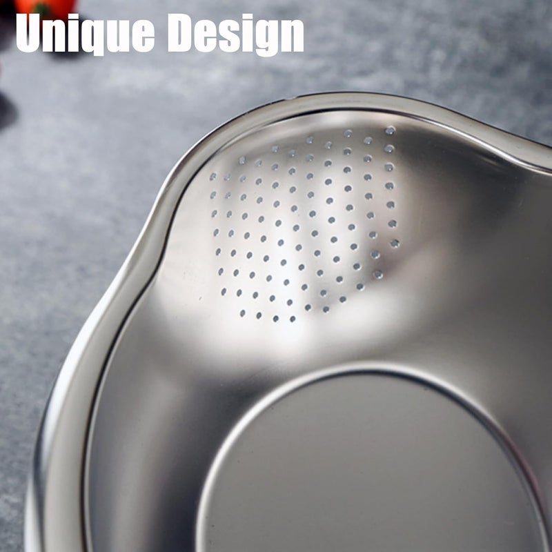DOPMEP Rice Washing Bowl with Side Drainer Strainer Small Quinoa Washer Bowl Stainless Steel Colander for Cleaning Fruits Vegetables and Beans Versatile Kitchen Tool - Image 5
