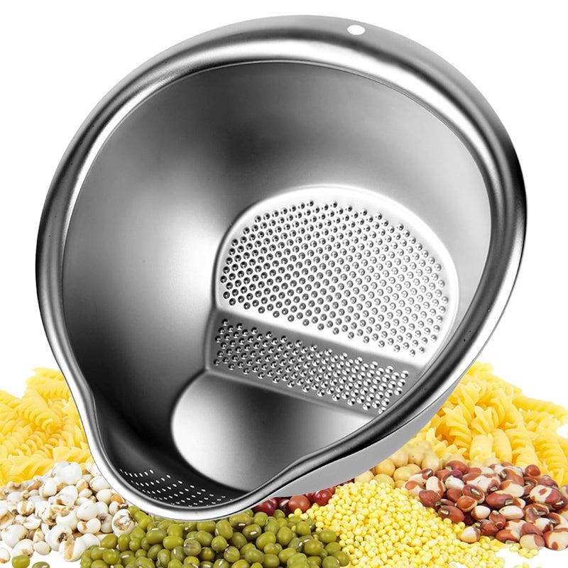 DOPMEP Rice Washing Bowl with Side Drainer Strainer Small Quinoa Washer Bowl Stainless Steel Colander for Cleaning Fruits Vegetables and Beans Versatile Kitchen Tool - Image 1