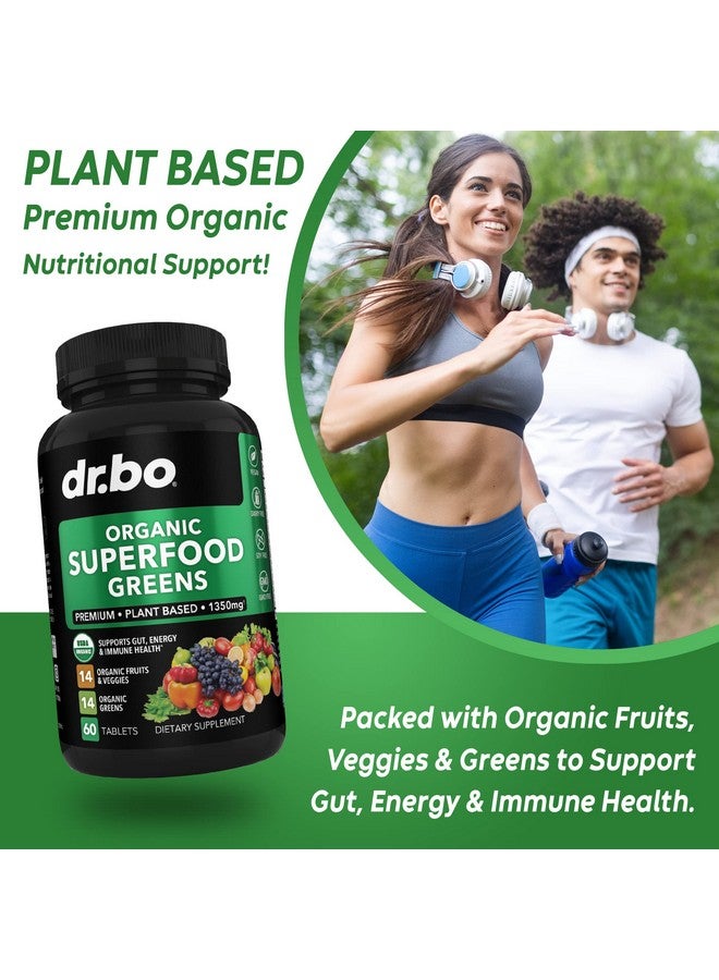 dr.bo Organic Superfood Greens & Fruit Supplements - Energy Super Food Fruits and Veggies Supplement Tablets - Daily Green Veggie Powder Blend Plus Vegetable Foods Alfalfa, Spinach, Cabbage & Spirulina Tabs - Image 4