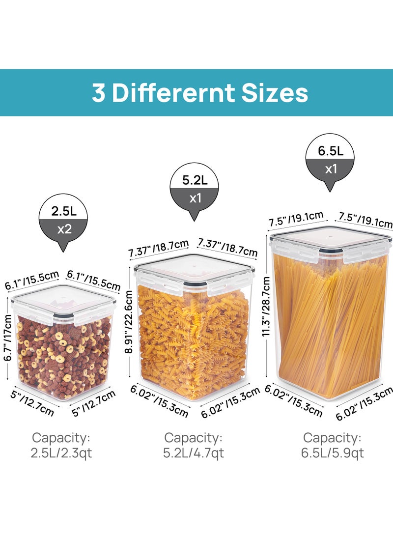في توب مارت Vtopmart عبوات تخزين محكمة الإغلاق، 4 قطع من حاويات تخزين الطعام الكبيرة للأرز والمعكرونة والدقيق والسكر والحبوب - Image 2