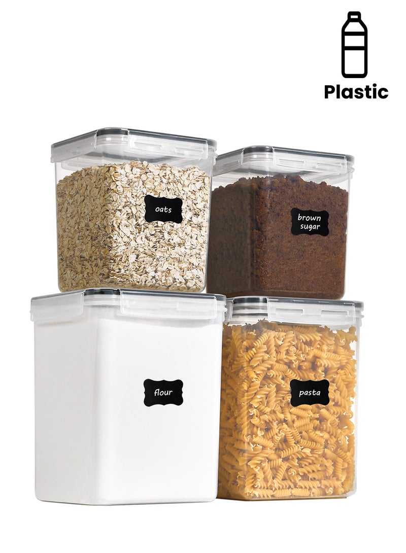 في توب مارت Vtopmart عبوات تخزين محكمة الإغلاق، 4 قطع من حاويات تخزين الطعام الكبيرة للأرز والمعكرونة والدقيق والسكر والحبوب - Image 1
