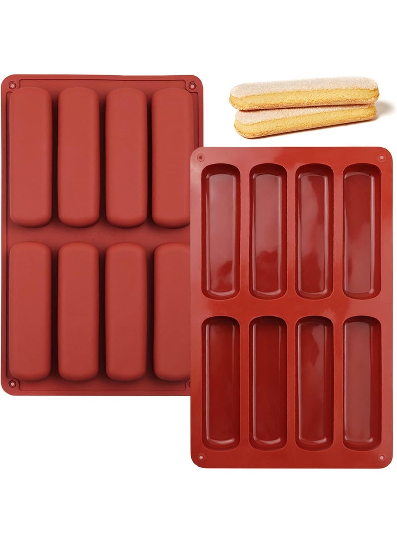 Karp Karp Hot Dog Bun Pan, 8 Cavity Long Strips Eclair Silicone Mold For Chocolate Cracker Bar Stick, Finger Biscuit, Hot Dog Bun Rolls Cake (Mix Color-1 Qty) - 18.0 X 27.0 X 3.0 Cm  - Image 1