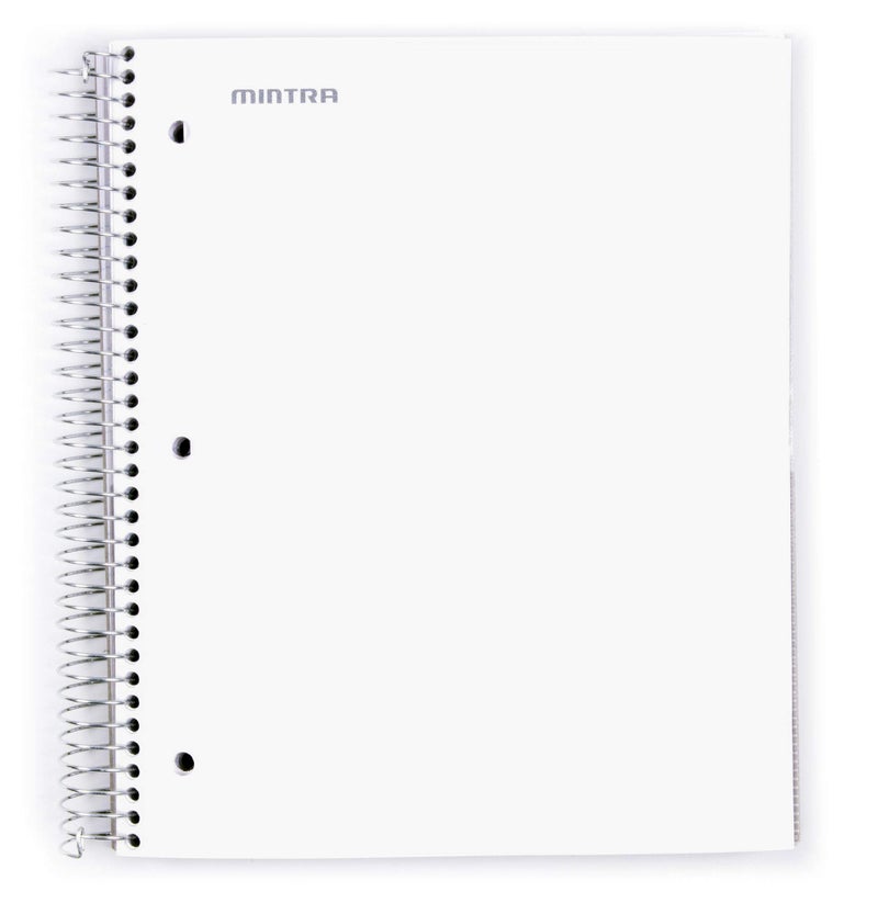 Mintra Office Durable Spiral Notebooks, 5 Subject, (White, College Ruled 1pk), 200 Sheets,Poly Pockets, Moisture Resistant Cover, School, Office, Business, Professional - Image 1