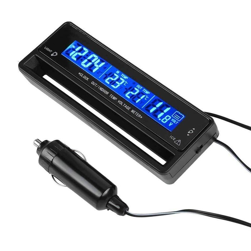 MACHSWON Car LCD Digital Temperature Thermometer with Voltage Meter - Image 1