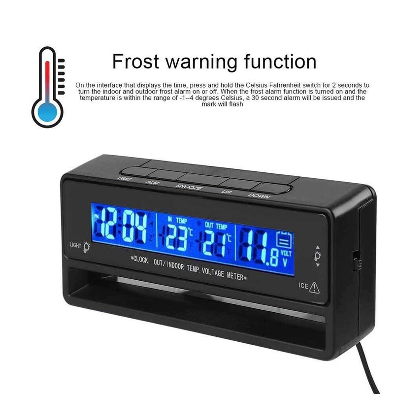 MACHSWON Car LCD Digital Temperature Thermometer with Voltage Meter - Image 3