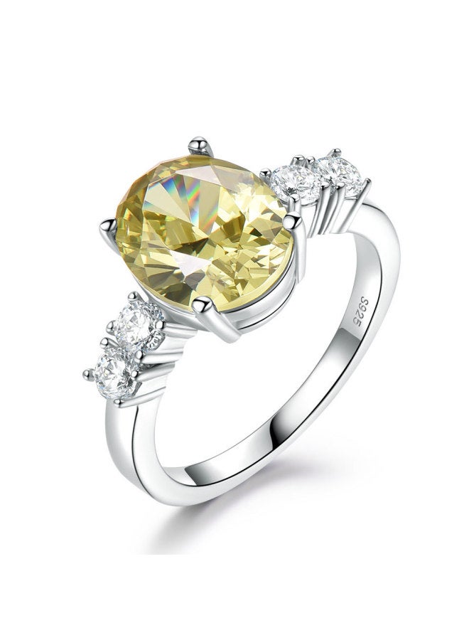 Direct 925 Sterling Silver Ring Luxury Yellow Zircon Ring Citrine Ring Spot