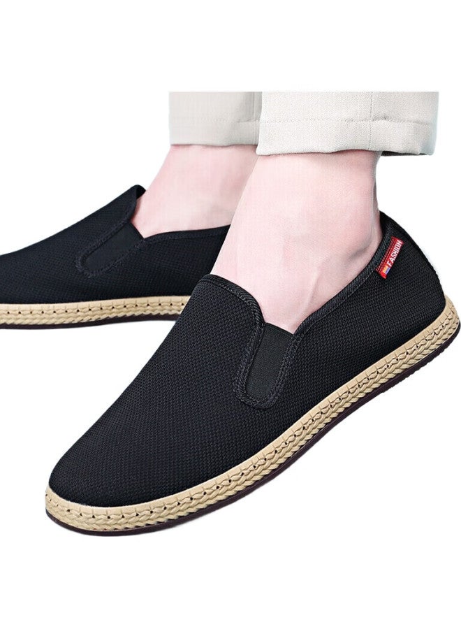 Busheyuan Traditional Beijing Cloth Shoes For Men, Breathable Comfortable Middle-Aged And Elderly Dad Shoes 81X-9601 Black 43 - Image 1
