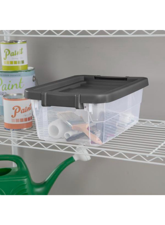 ستيريليت صندوق تخزين متراص بإغلاق بمشبك رمادي وشفاف 16 كوارت 4387346 - Image 4