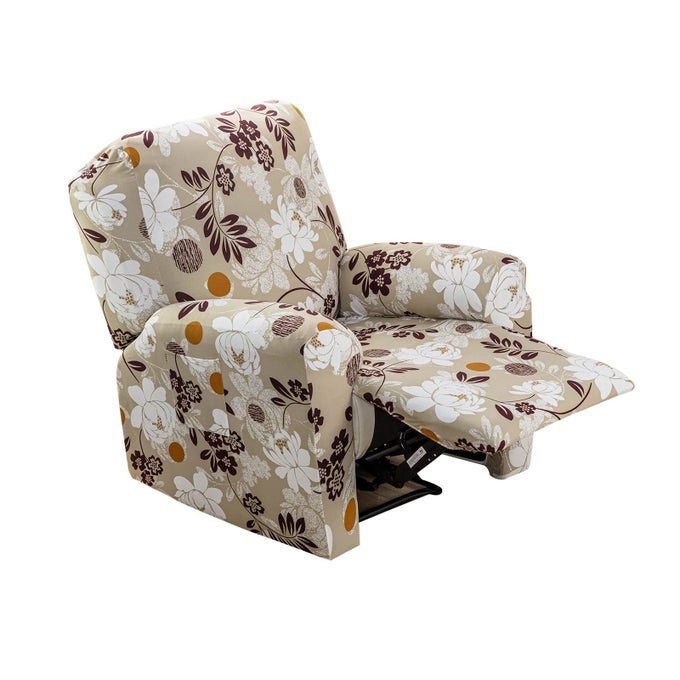 PRINTED RECLINER COVER WITH POCKETS SINGLE RECLINING SLIPCOVER 4PIECES LAZY BOY RECLINER SOFA CHAIR COVER WITH ELASTIC BOTTOM FOR RECLINER FURNITURE PROTECTOR FOR KID PET21