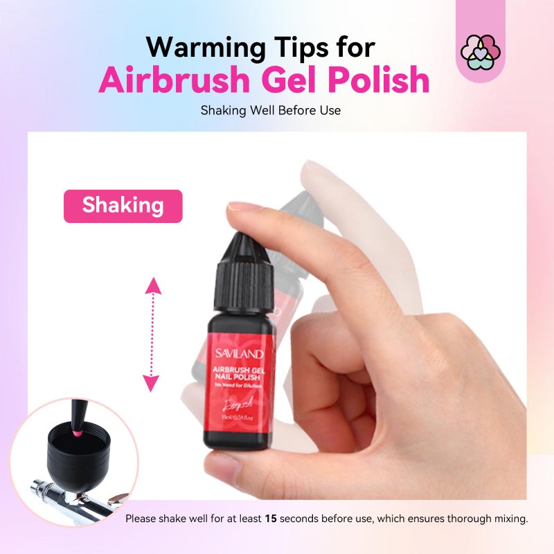 SAVILAND Airbrush Gel Nail Polish Hema-Free: Dilution-Free 24 Colors Airbrush for Nails Non-Acetone for Gradients Nails Blush Layered Nail Art Various Pattern High Color Saturation for Home Salon Kit - Image 2