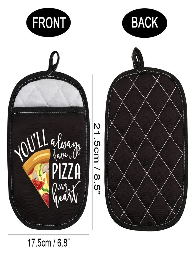 هدية لمحبي البيتزا: حامل أواني فرن بتصميم بيتزا مع جيب، ستبقى البيتزا دائماً في قلبي للأصدقاء (بيتزا قلبي) - Image 2