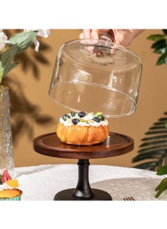 Vparty Acacia Wood Cake Stand with Glass Dome Lid – Elegant Wooden Cake Plate for Parties, Desserts, and Wedding Display, Premium Cake Stand with Glass Cover for Stylish Serving  - Image 3