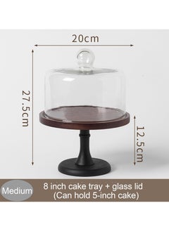 Vparty Acacia Wood Cake Stand with Glass Dome Lid – Elegant Wooden Cake Plate for Parties, Desserts, and Wedding Display, Premium Cake Stand with Glass Cover for Stylish Serving  - Image 2