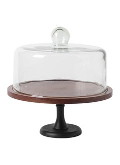 Vparty Acacia Wood Cake Stand with Glass Dome Lid – Elegant Wooden Cake Plate for Parties, Desserts, and Wedding Display, Premium Cake Stand with Glass Cover for Stylish Serving  - Image 1