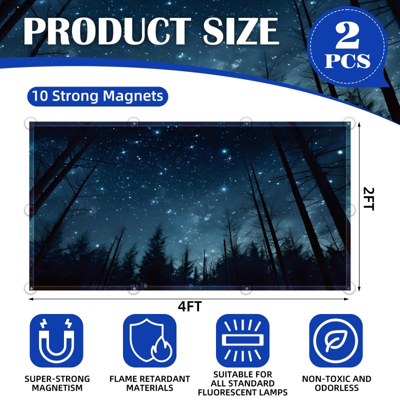 ANGSYLTH 2 Pcs Fluorescent Light Covers - 4 x 2 Feet Covers for Ceiling Lights, Magnetic Light Filters for Classroom, Office, Hospitals, Home - Image 2