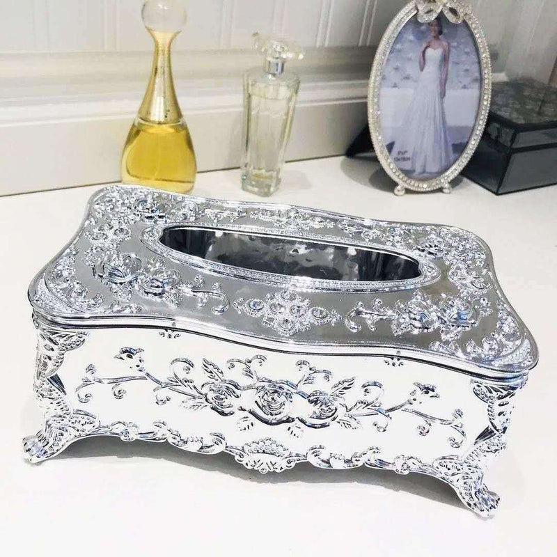 Generic Paper Box Tissue Box Small Household Living Room Creative European Style Home Simple Coffee Table KTV Napkin Tabletop Sterling silver