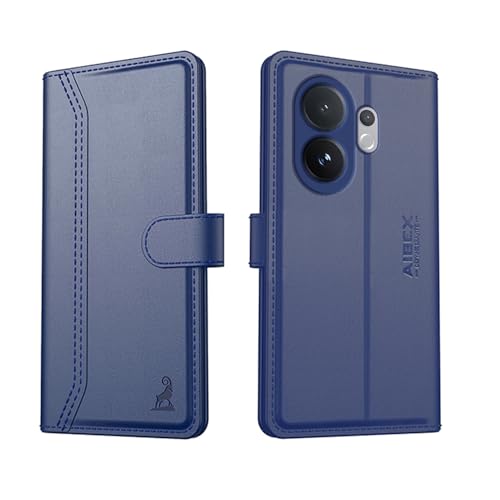 AIBEX ® Compatible for Vivo V60E 5G / Vivo T4 Pro 5G / Vivo V60 5G Flip Cover Leather Finish with Magnatic Closure | Inside TPU with Card Pockets | Wallet Stand | Complete Protection Flip Case -Blue - Image 1