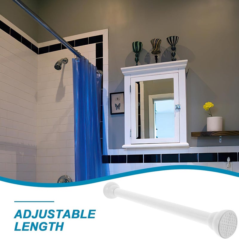 Tension No Drill Shower Curtain Rod Adjustable Telescoping Window Curtain Rod 50-80cm White for Bathroom and Closet Use - Image 5