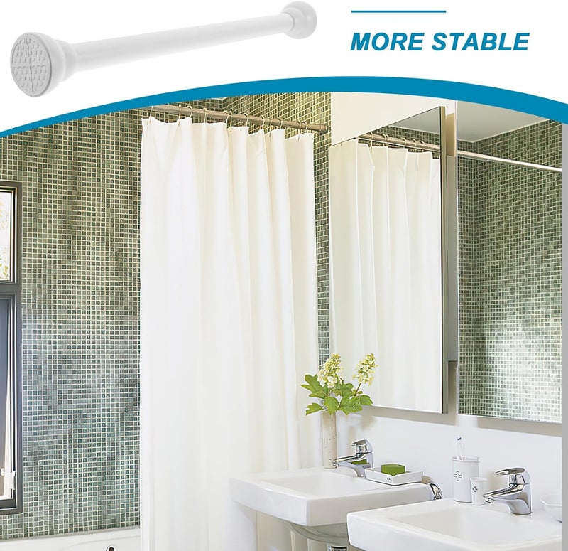 Tension No Drill Shower Curtain Rod Adjustable Telescoping Window Curtain Rod 50-80cm White for Bathroom and Closet Use - Image 4
