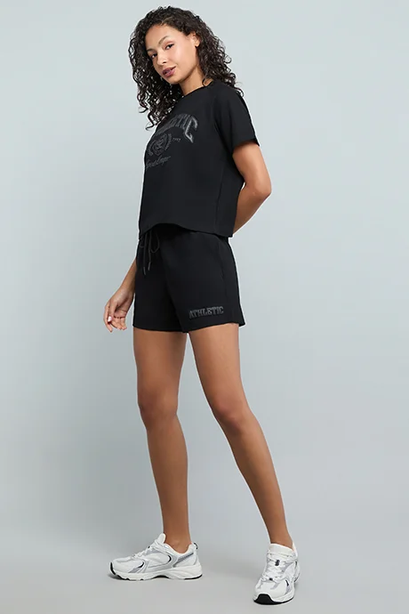 أر أند بي Solid Shorts with Drawstring Waist