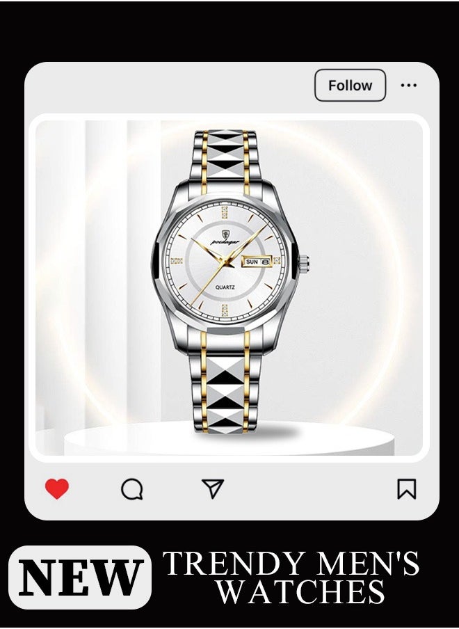 POEDAGAR Men's Quartz Watch, minimalist and stylish high-end watch, perfect for the sophisticated gentleman. The ideal gift for your boyfriend, father, or brother.  - Image 4