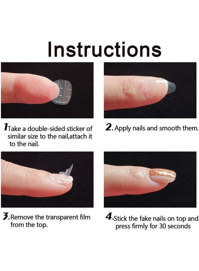50 ورقة/عبوة لاصق أظافر مزدوج الجوانب، لاصق شفاف ومرن لأطراف الأظافر الصناعية (500 قطعة) - Image 2