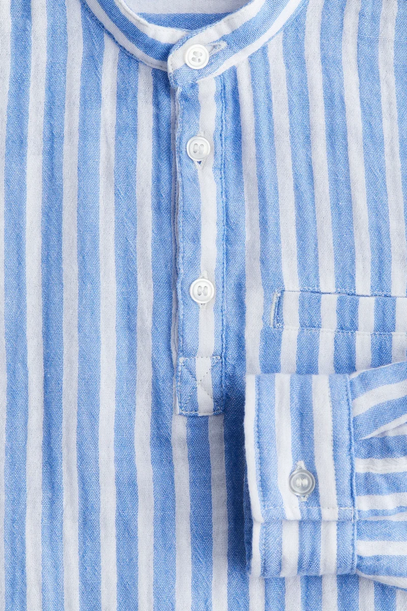 اتش اند ام Cotton muslin grandad shirt