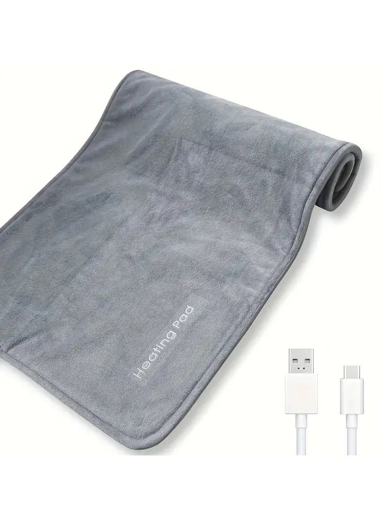 Proset Electric Heating Pad for Pain Relief, USB Fast Heating Pad for Spasms, Back, Shoulder and Hand, Intelligent Constant Temperature Control, Electric Material, Machine Washable, Gray 50 x 30 cm - Image 1