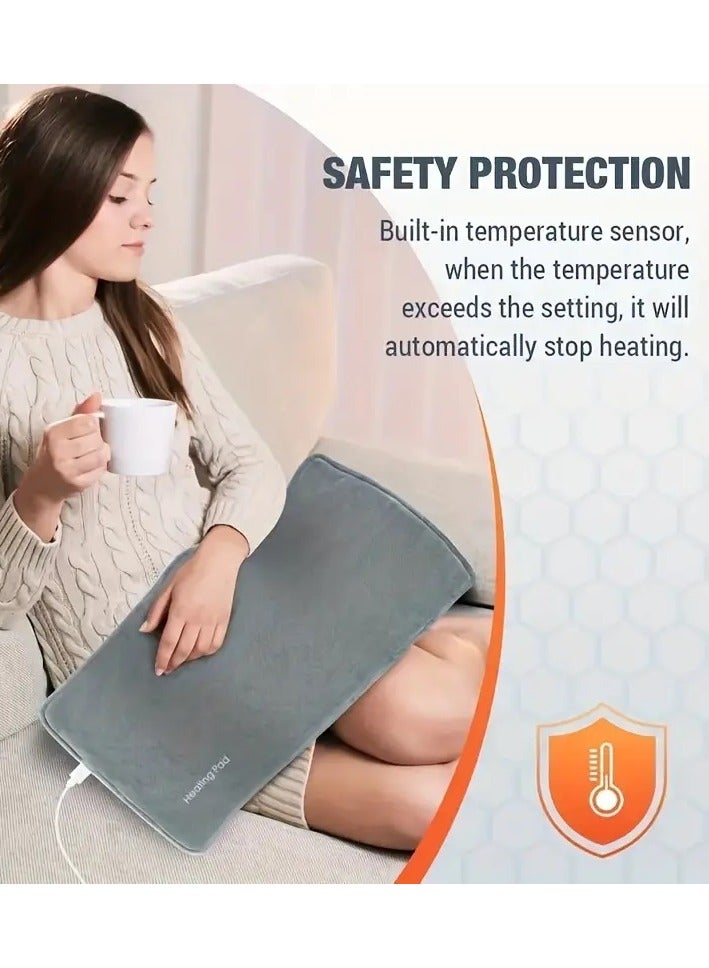 Proset Electric Heating Pad for Pain Relief, USB Fast Heating Pad for Spasms, Back, Shoulder and Hand, Intelligent Constant Temperature Control, Electric Material, Machine Washable, Gray 50 x 30 cm - Image 2