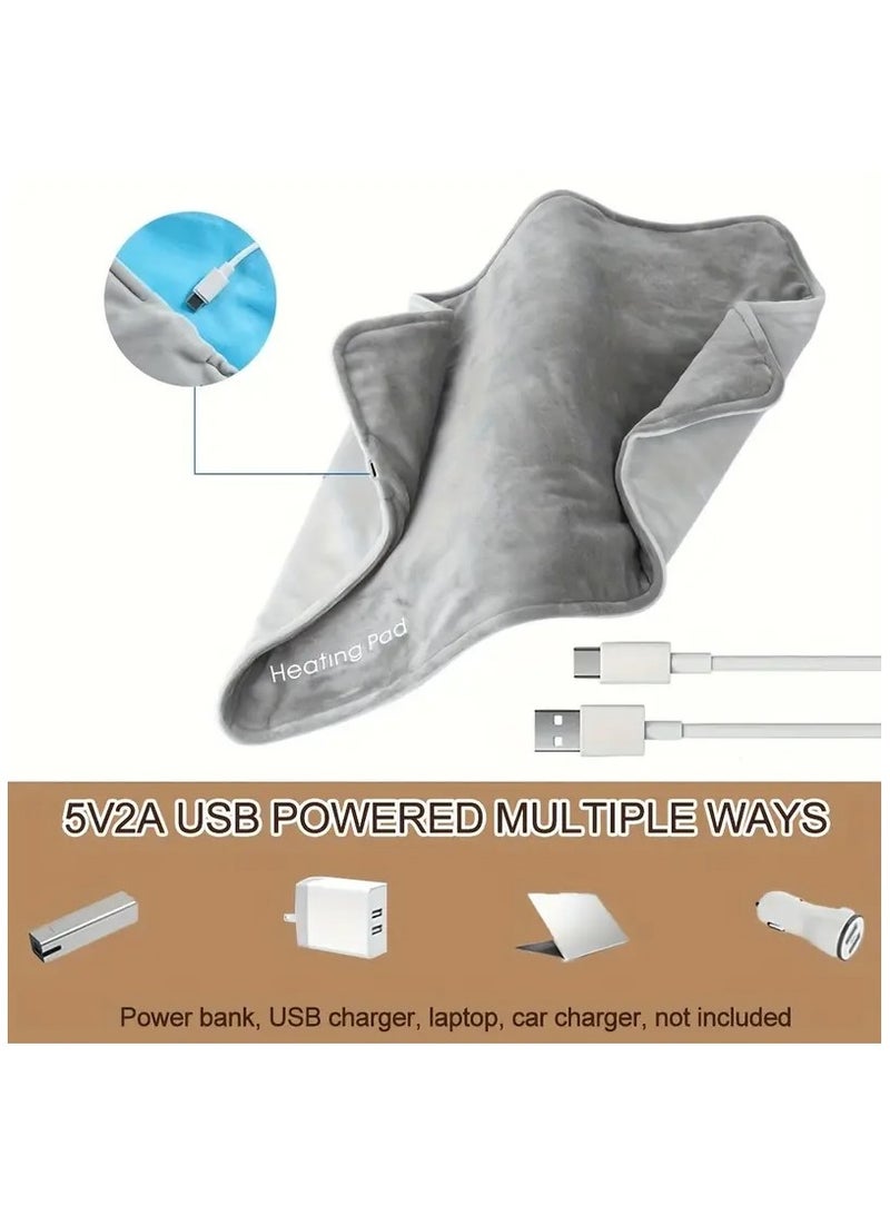 Proset Electric Heating Pad for Pain Relief, USB Fast Heating Pad for Spasms, Back, Shoulder and Hand, Intelligent Constant Temperature Control, Electric Material, Machine Washable, Gray 50 x 30 cm - Image 3