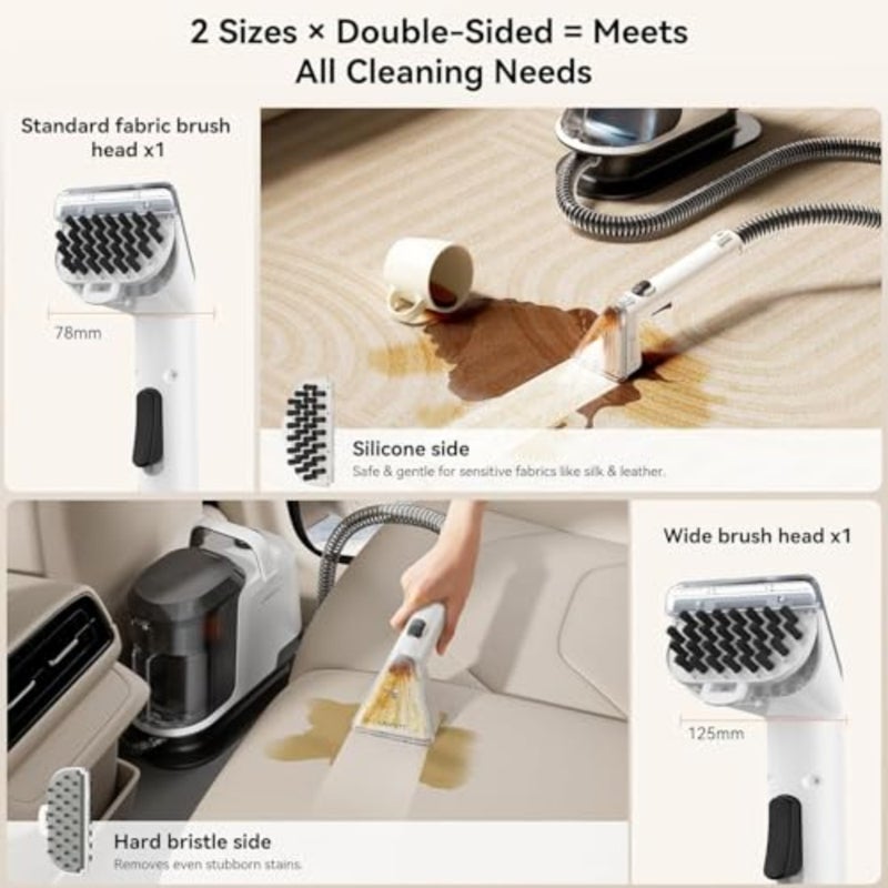 Portable carpet upholstery cleaner for sofa, car, kitchen: 100C steam, 60C hot water, 18000Pa suction, tough stain removal, 1-year warranty - Image 5