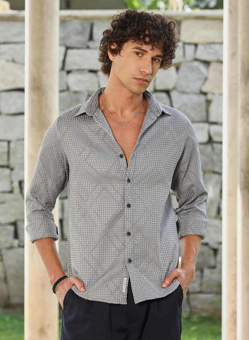 كامبوس سوترا قميص رجالي رمادي فلينت بتصميم شارد تكتيلي