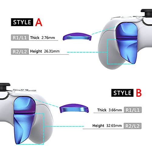 PlayVital Blade 2 Pairs Shoulder Buttons Extension Triggers for ps5 Controller, Game Improvement Adjusters for PS Portal Remote Player, Bumper Trigger Extenders for ps5 Edge - Chameleon Purple Blue - Image 3