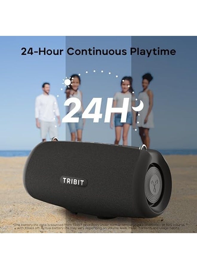 تريبيت سماعة StormBox Lava المحمولة بتقنية بلوتوث، بقدرة 80 واط وصوت قوي، مزوّدة بتقنية XBass، ومدة تشغيل تصل إلى 24 ساعة، بمعيار IP67 المقاوم للماء، بلوتوث 5.4، مع معادل صوت مخصّص ودعم الاقتران TWS للاستخدام الخارجي والتخييم والشاطئ والحفلات. - Image 5