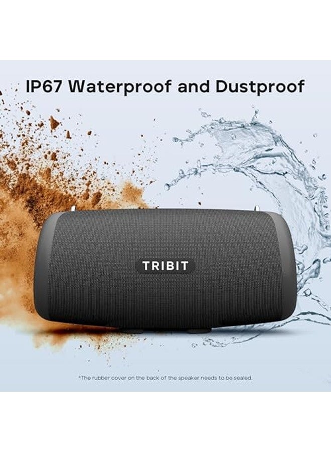 تريبيت سماعة StormBox Lava المحمولة بتقنية بلوتوث، بقدرة 80 واط وصوت قوي، مزوّدة بتقنية XBass، ومدة تشغيل تصل إلى 24 ساعة، بمعيار IP67 المقاوم للماء، بلوتوث 5.4، مع معادل صوت مخصّص ودعم الاقتران TWS للاستخدام الخارجي والتخييم والشاطئ والحفلات. - Image 4