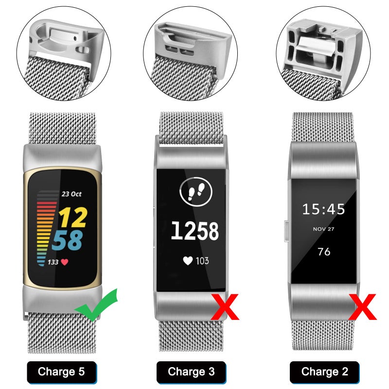 Vanjua for Fitbit Charge 6 Bands Women Men, Stainless Steel Metal Mesh Loop Adjustable Wristband Replacement Strap Compatible with Fitbit Charge 6 Fitness Tracker (Silver) - Image 3