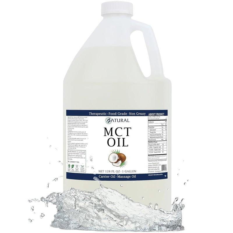 زيت MCT معتمد للطعام ودرجة علاجية زيت ناقل زيت تدليك زيت مرطب زيت شعر 0 مضافات زيت MCT نقي 128 أونصة 1 جالون