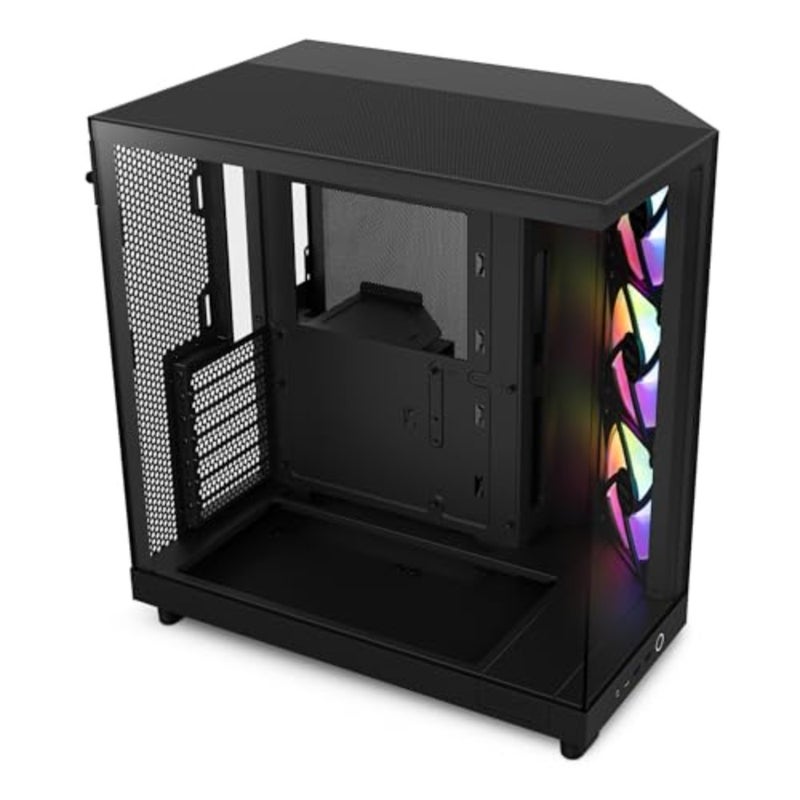 حافظة ATX مدمجة ذات حجرة مزدوجة RGB 2023 مع مراوح RGB - CC-H61FB-R1 - جميع علب ATX ثنائية الحجرة مع 3 مراوح RGB مثبتة مسبقًا مقاس 120 مم وزجاج بانورامي. إضاءة جاهزة للكاميرا، تصميم تدفق الهواء أولاً - Image 1