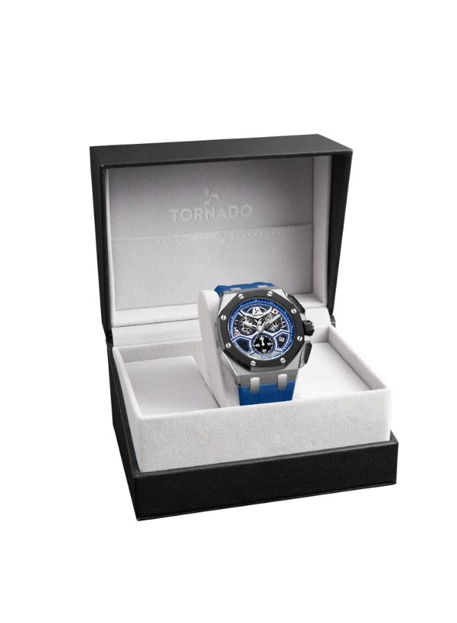 TORNADO Men's High Quality Flexible And Durable Silicone Chronograph Watch T25103-SSLLB - 43mm mm