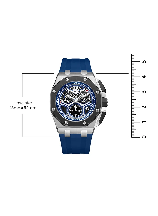TORNADO Men's High Quality Flexible And Durable Silicone Chronograph Watch T25103-SSLLB - 43mm mm