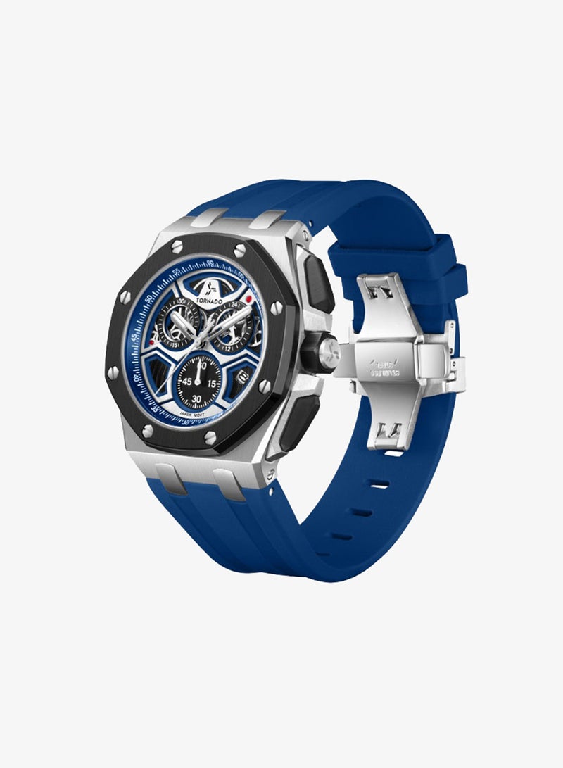 TORNADO Men's High Quality Flexible And Durable Silicone Chronograph Watch T25103-SSLLB - 43mm mm - Image 2