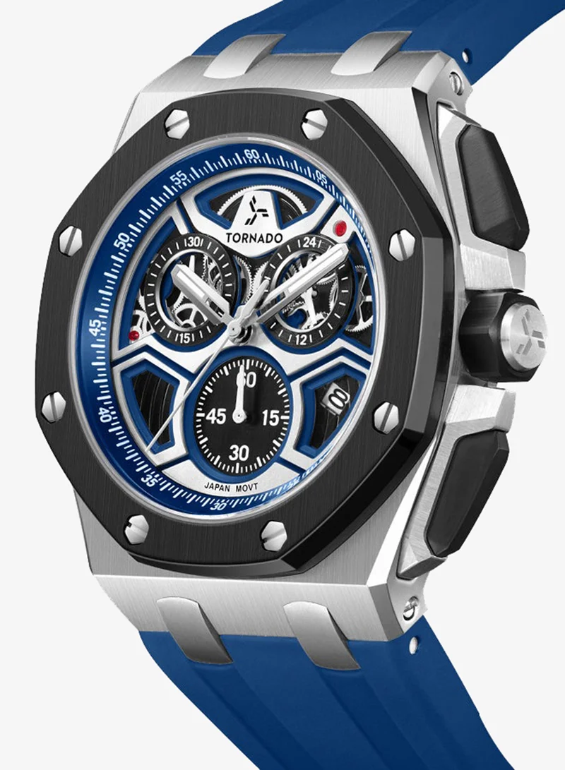 Tornado  Men's High Quality Flexible And Durable Silicone Chronograph Watch T25103-SSLLB - 43mm mm for Men | Best Price UAE