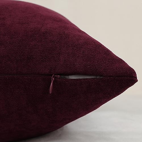 Jeneoo Burgundy Decorative Throw Pillow Covers Soft Chenille Comfy Solid Couch Cushion Case Decor (Set of 2, 18 x 18 Inches) - Image 4