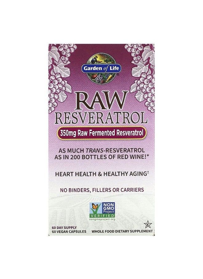 Garden of Life Garden of Life, RAW Resveratrol, 350 mg, 60 Vegan Capsules 