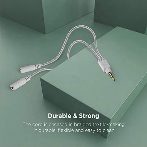 DUKABEL Headphone Splitter, AUX Splitter Cable for Headset Knitted 3.5mm Splitter 2-Way Audio Splitter Stereo Audio Y Cable Produces Equal Audio Output for Headphones Earphones Speakers Joy Series - Image 4