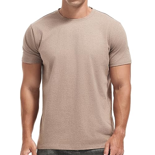 VEIISAR Crew Neck Tees Premium Men's T-Shirts - Soft and Fit Mens T-Shirt - Casual Stylish Tee for Men Coffee L - Image 1