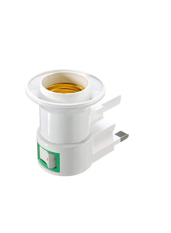 Red Leaf British Plug Lamp Holder, Bulb Adapter, Socket Control Switch, White 13A British switch lamp holder square foot British standard screw lamp holder lamp holder E27 screw Middle East switch lamp - Image 1