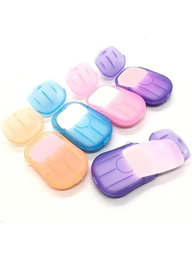 صابون ورقي محمول للسفر – أوراق غسيل يدين قابلة للذوبان في الماء داخل علبة صغيرة – مناسب للرحلات والمدرسة والعمل – متعدد الألوان – عبوة واحدة - Image 1